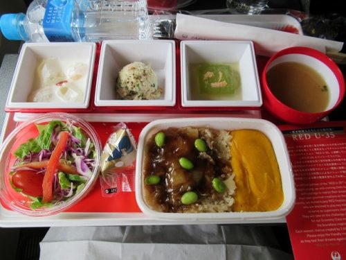 JALのNY行き006便の機内食