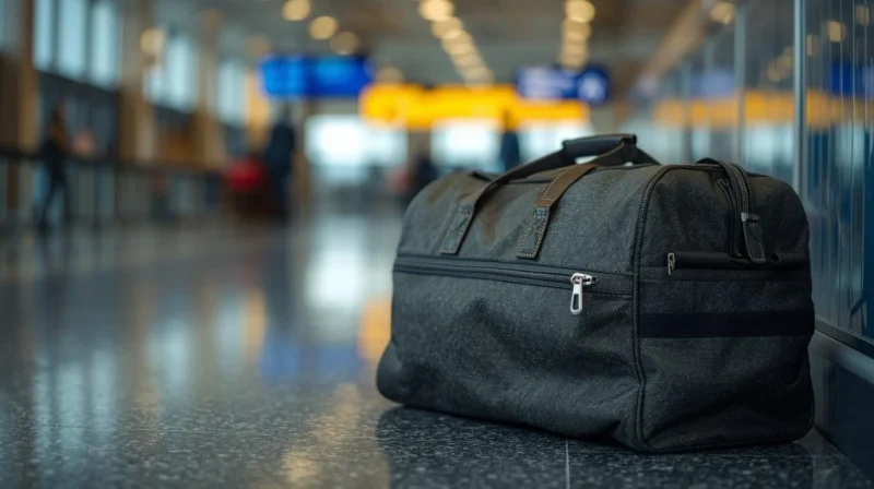 床に置かれた2泊3日サイズのボストンバッグ